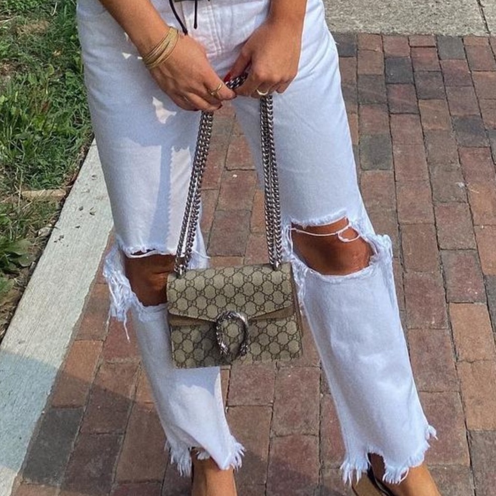 Size 27 Free People Low Rise White Ripped Jean